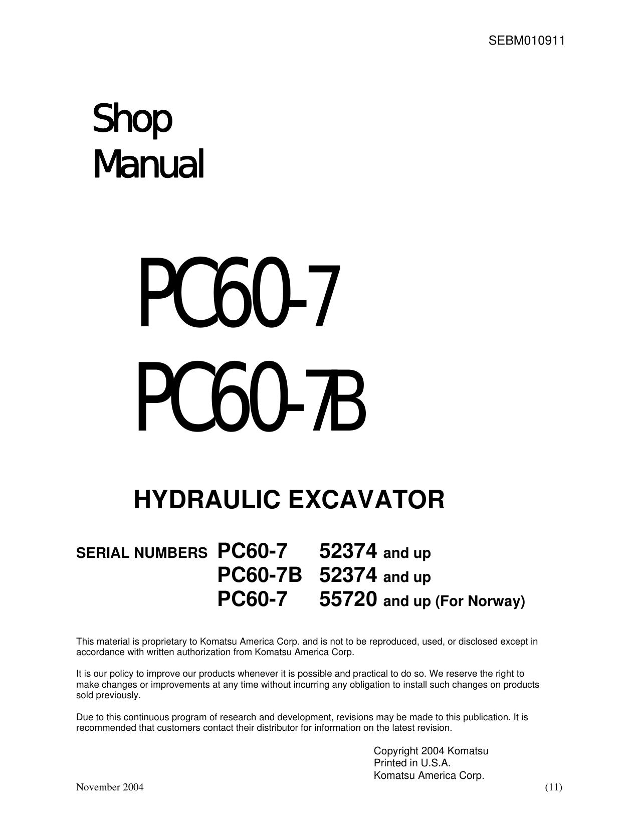 PC60-7 PC60-7B PC60-7 Shop Manual
